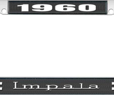 OER 1960 Impala Style #3 Black and Chrome License Plate Frame with White Lettering LF2246003A