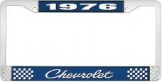 OER 1976 Chevrolet Style # 4 Blue and Chrome License Plate Frame with White Lettering LF2237604B