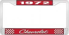 OER 1972 Chevrolet Style # 4 Red and Chrome License Plate Frame with White Lettering LF2237204C