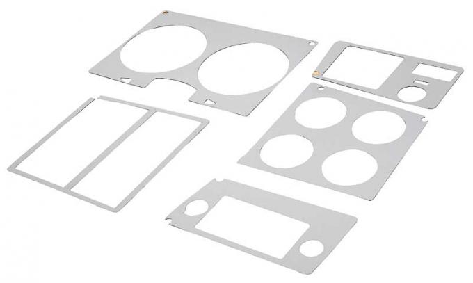 OER 1978-80 Chevy, GMC Pickup, Blazer, Jimmy, Suburban, Dash Bezel Insert Set, with Air Conditioning, Brushed Aluminum, 5 Piece Set 17131