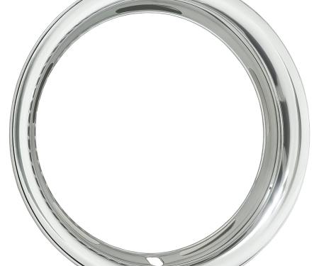 OER 1965-72 Chevrolet, Rally Trim Ring Set, For 15 x 5, 15 X 6, 15 x 7, Wheels, Polished Stainless, 2" Wide, Each 300015