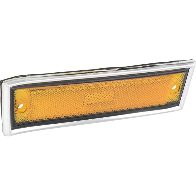 OER 1981-91 GM Truck, Front Side Marker Lamp, Amber, With Polished Trim Bezel and Gasket, RH, Passenger Side 915558