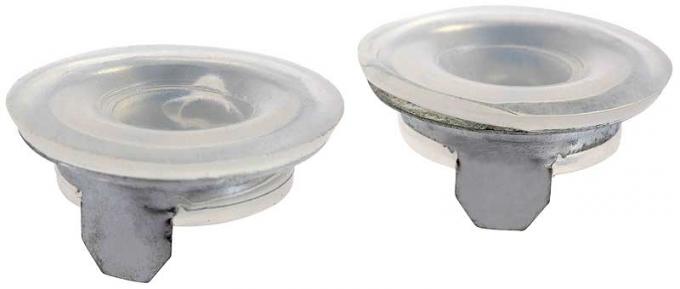 OER 1965-67 Buick, Chevy, Pontiax, Olds, Door Lock Knob Ferrules, Clear, Pair, Various Models 7616552