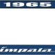 OER 1965 Impala Style #4 Blue and Chrome License Plate Frame with White Lettering LF2246504B