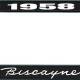 OER 1958 Biscayne Style #1 Black and Chrome License Plate Frame with White Lettering *LF2265801A