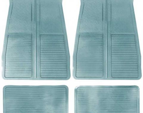 OER 1973-81 GM, Rubber Floor Mat Set, With GM Logo, Factory Style, Set of 4, Light Blue CM65103
