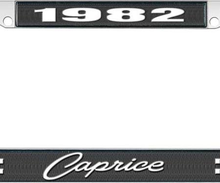 OER 1982 Caprice Style #1 Black and Chrome License Plate Frame with White Lettering LF2278201A