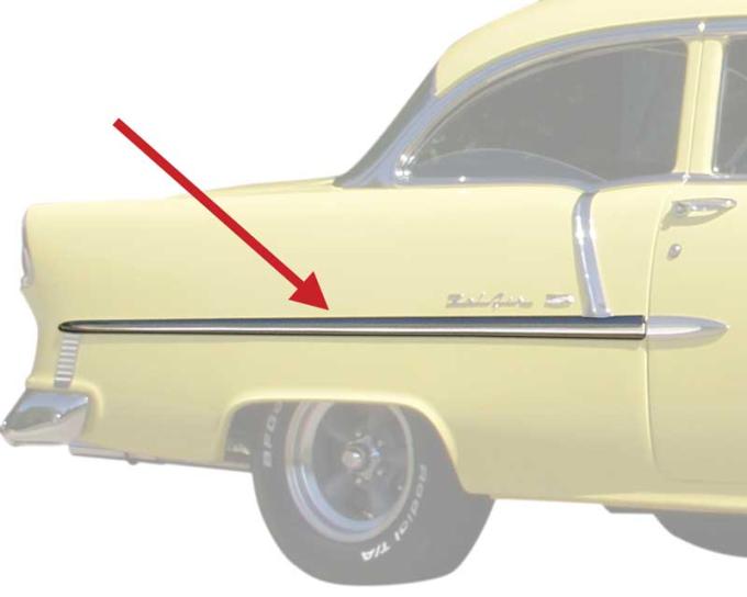 OER 1955 Chevrolet Bel Air, Quarter Panel Molding, 2 Door, Stainless Steel, RH Passenger Side TF400089