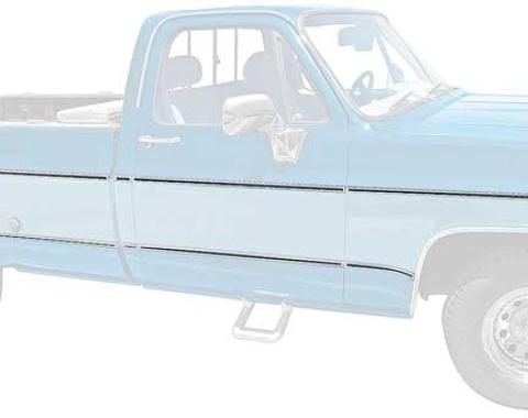 1973-80 Chevrolet, GMC Pickup, Upper & Lower Body Side Molding Set, Short Bed, 18 Piece