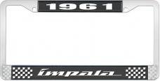 OER 1961 Impala Style #4 Black and Chrome License Plate Frame with White Lettering LF2246104A