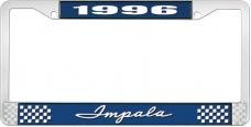 OER 1996 Impala Style #1 Blue and Chrome License Plate Frame with White Lettering LF2249601B
