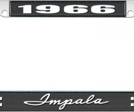 OER 1966 Impala Style #1 Black and Chrome License Plate Frame with White Lettering LF2246601A