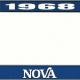 OER 1968 Nova Blue and Chrome License Plate Frame with White Lettering *LF3566802B