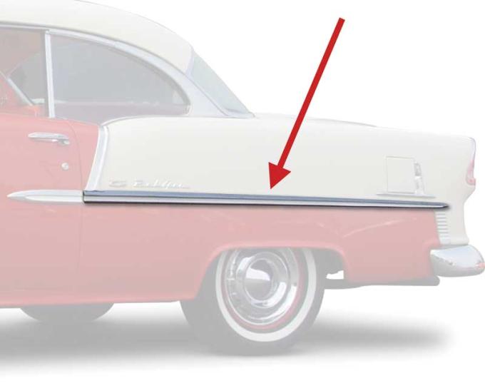 OER 1955 Chevrolet Bel Air, Quarter Panel Molding, 2 Door, Stainless Steel, LH Driver Side TF400088