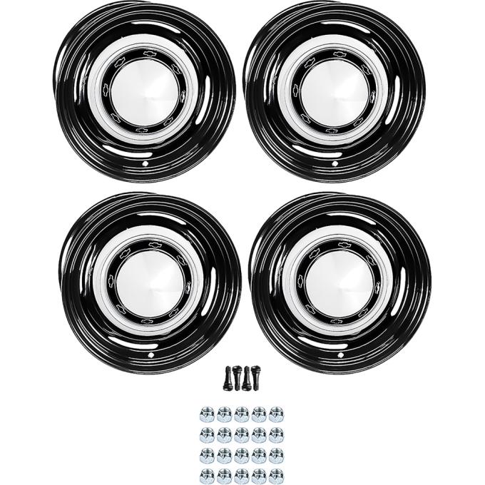 OER 1956 Chevrolet Factory Style 14" Steel Wheels, Dog Dish Style, 7" Wide, 4-3/4" Backspacing *881486