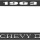 OER 1963 Chevy II Black and Chrome License Plate Frame with White Lettering *LF3556301A