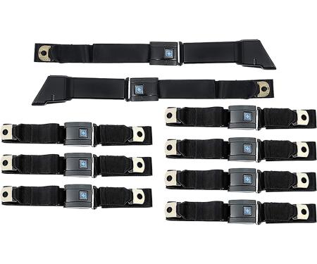 OER 1967-72, Chevrolet / GMC Suburban, Seat Belt Set, Retractable RH and LH, Non-Retractable Center, 9-Pcs *R199