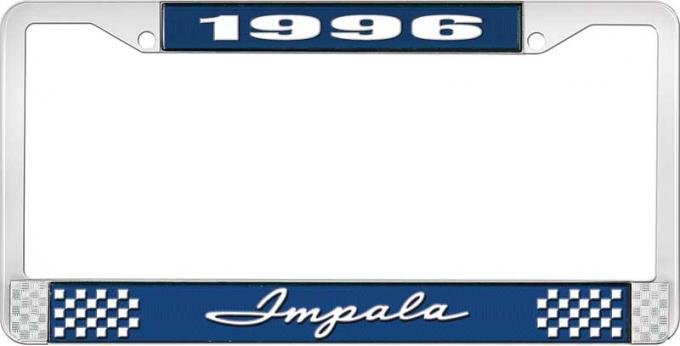 OER 1996 Impala Style #1 Blue and Chrome License Plate Frame with White Lettering LF2249601B