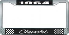 OER 1964 Chevrolet Style #4 Black and Chrome License Plate Frame with White Lettering LF2236404A