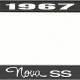 OER 1967 Nova SS Black and Chrome License Plate Frame with White Lettering LF3566703A