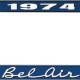 OER 1974 Bel Air Blue and Chrome License Plate Frame with White Lettering LF2257402B