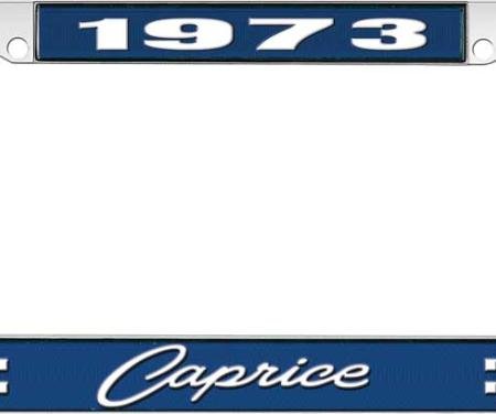 OER 1973 Caprice Style #1 Blue and Chrome License Plate Frame with White Lettering LF2277301B