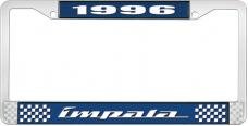 OER 1996 Impala Style #4 Blue and Chrome License Plate Frame with White Lettering LF2249604B