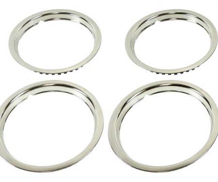 OER 1967-1988 GM, Rally Wheel Trim Ring, 15" x 5", 15" x 6", 15" x 7", Stainless Steel, Round Edge, Smooth Lip, 1-1/2" Deep, Set of 4 *TR300515
