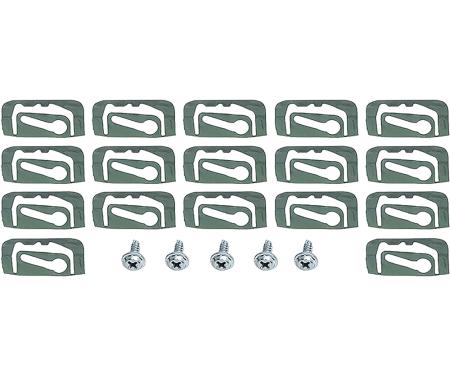 OER 1967-68 Impala, Back Glass Molding Clips, 17 Clip Set, Plus 5 Screws, 22-Pieces B1418