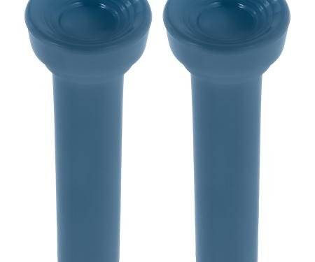 1961-66 GM, Door Lock Knobs,Flat Head Design, Self-Threaded, Medium Blue, Pair, Reproduction