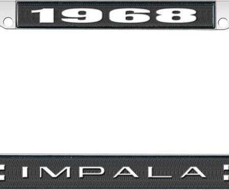 OER 1968 Impala Style #2 Black and Chrome License Plate Frame with White Lettering LF2246802A
