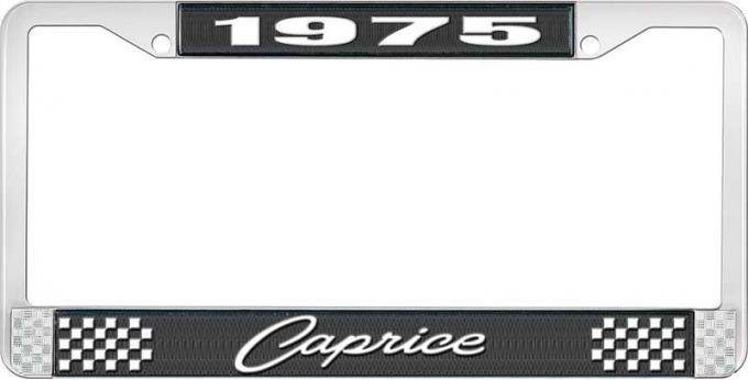 OER 1975 Caprice Style #1 Black and Chrome License Plate Frame with White Lettering LF2277501A