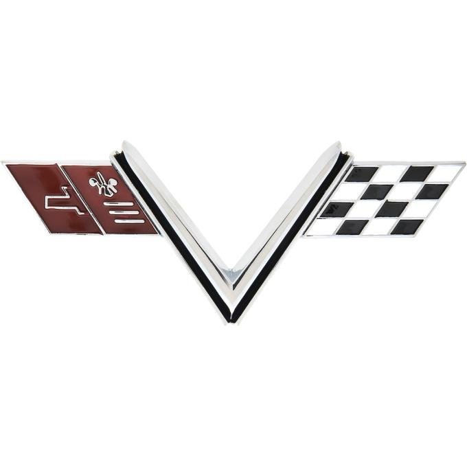 OER 1967 Impala SS, Front Fender Emblem, V-Flag, For Impala Super Sport Models With a 427 Engine 3899582
