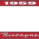 OER 1959 Biscayne Style #1 Red and Chrome License Plate Frame with White Lettering LF2265901C