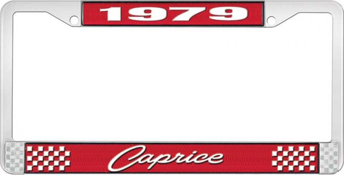 OER 1979 Caprice Style #1 Red and Chrome License Plate Frame with White Lettering LF2277901C