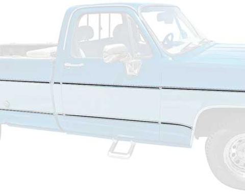 OER 1973-80 Chevrolet, GMC Pickup, Upper & Lower Body Side Molding Set, Long Bed, 18 Piece Set *R1097