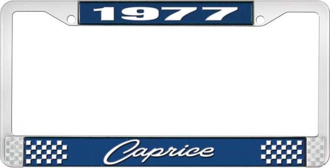 OER 1977 Caprice Style #1 Blue and Chrome License Plate Frame with White Lettering LF2277701B