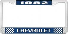 OER 1982 Chevrolet Style # 3 Blue and Chrome License Plate Frame with White Lettering LF2238203B