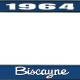 OER 1964 Biscayne Style #2 Blue and Chrome License Plate Frame with White Lettering *LF2266402B