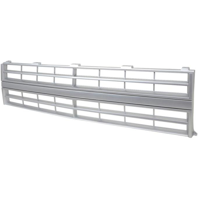 1985-88 Chevy Pickup, Blazer, Suburban, Front Grill, for Single Headlamps, Emblem Delete, Argent Silver, w/o Molding