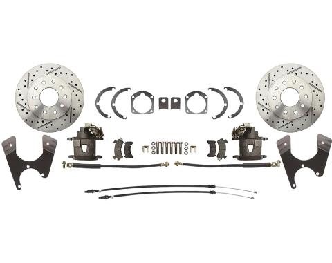 OER 1955-64 Chevrolet Passenger Car, Rear Disc Brake Conversion Set, With E-Brake Cables, Drilled and Slotted Rotors, Natural Finish Calipers BK2056BNA