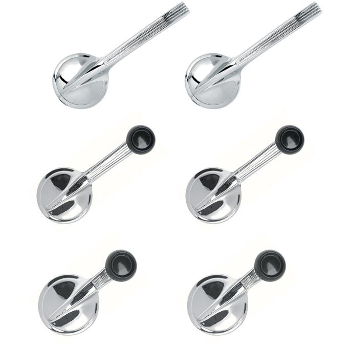 1958 Delray, Yeoman, 1959-64 Biscayne, Bel Air, Brookwood, Parkwood, Kingswood, 1959-60 El Camino, Inner Door Release and Window Crank Handle Set, Chrome Handles, With Black Knobs