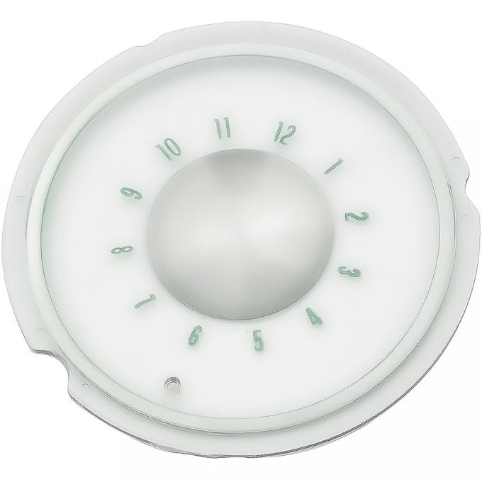 OER 1965-65 Chevrolet Impala, Bel Air, Instrument Clock Lens, Green Lettering IN12876P