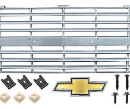 OER 1983-84 Chevrolet Pickup Grill and Headlamp Bezel Set - With Bow Tie Emblem - Single Headlamps *881337