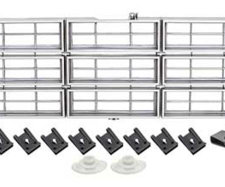 OER 1979-80 Chevrolet Pickup, Grill and Round Headlamp Bezel Basic Facelift Set, Emblem Delete, Argent Silver *881321