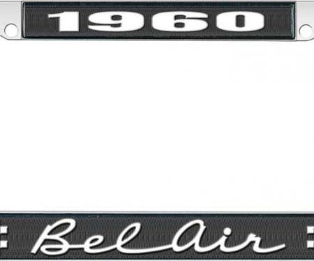 OER 1960 Bel Air Black and Chrome License Plate Frame with White Lettering LF2256002A