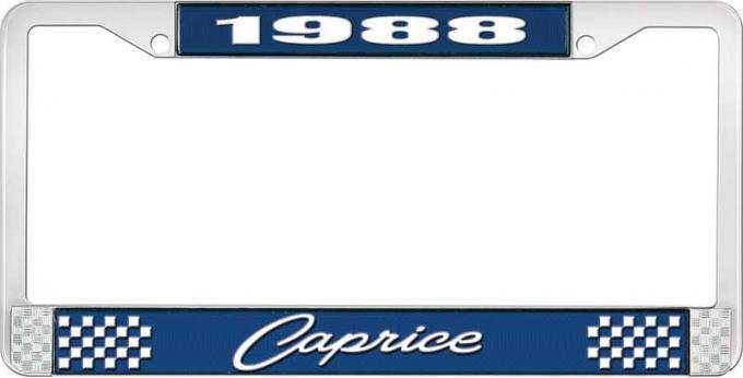 OER 1988 Caprice Style #1 Blue and Chrome License Plate Frame with White Lettering LF2278801B