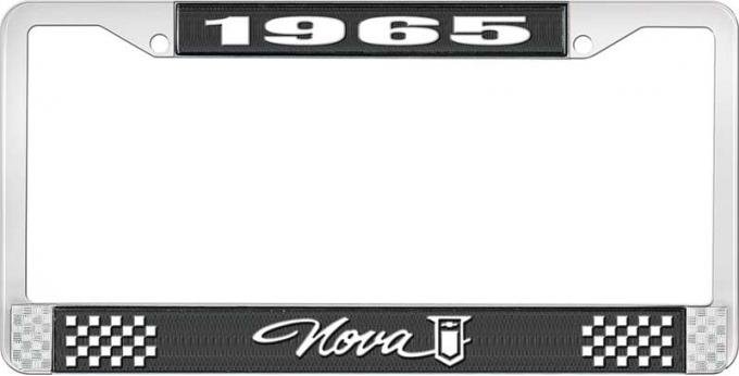 OER 1965 Nova Black and Chrome License Plate Frame with White Lettering LF3566501A