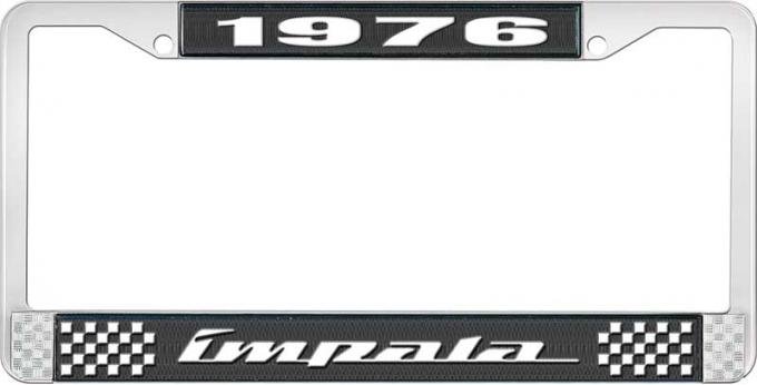 OER 1976 Impala Style #4 Black and Chrome License Plate Frame with White Lettering LF2247604A