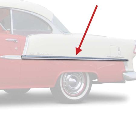 OER 1955 Chevrolet Bel Air, Quarter Panel Molding, 2 Door, Stainless Steel, LH Driver Side TF400088